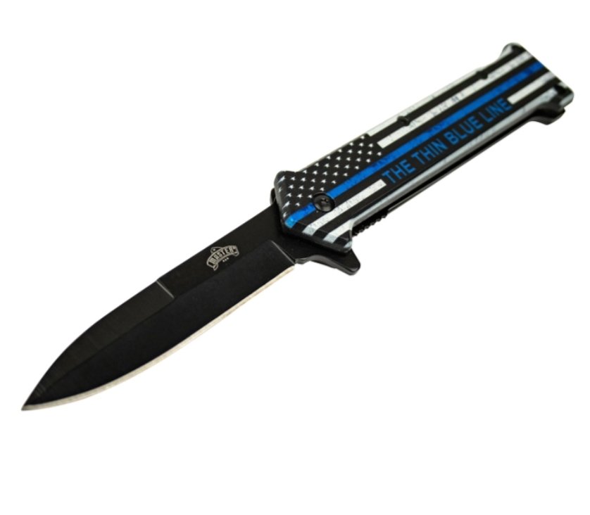Thin Blue Line | Master USA - Spring Assisted Pocket Knife - Master USA at Uppercut Tactical